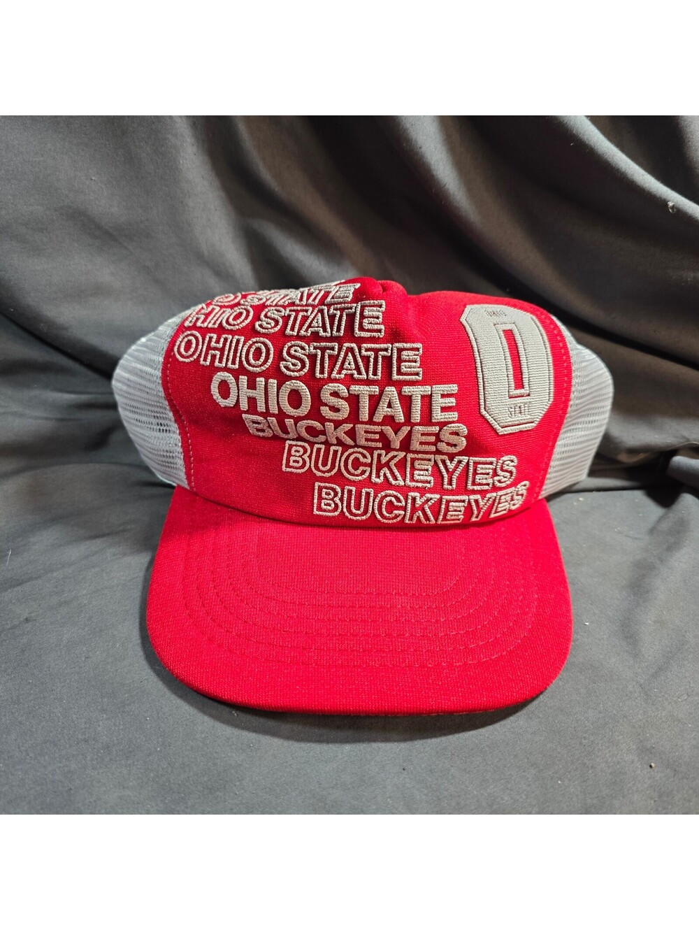 Rare Vintage 80s Ohio State Buckeyes Spellout SnapBack Hat NCAA Hawk Caps